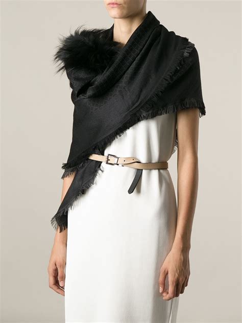 gucci scarf black friday|gucci scarf with fur trim.